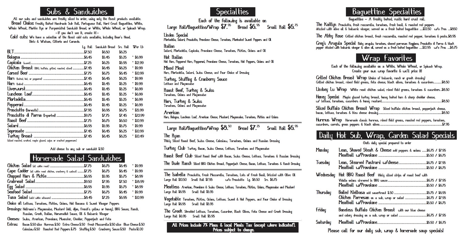 Linden Deli Menu