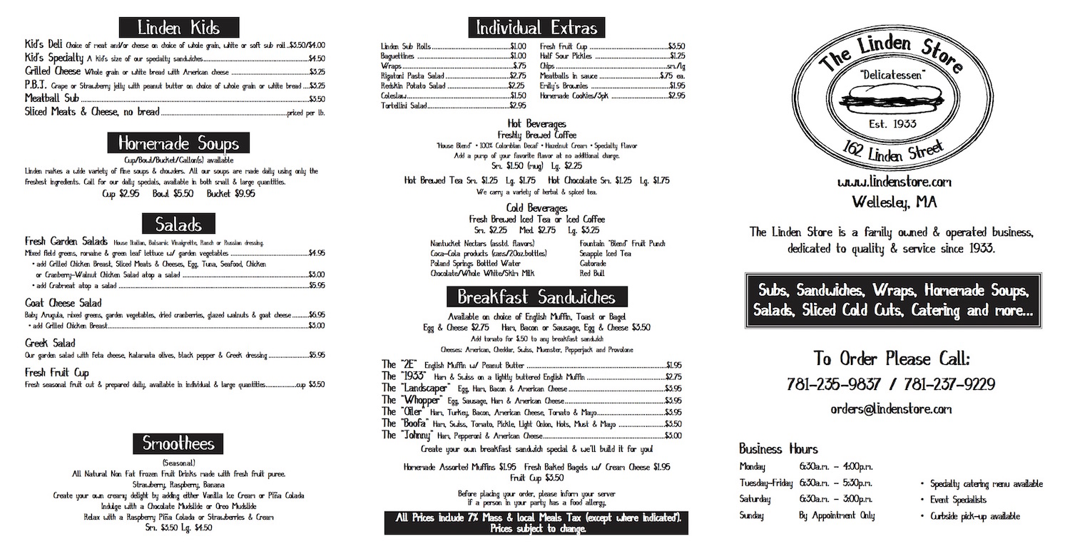 Linden Store Menu