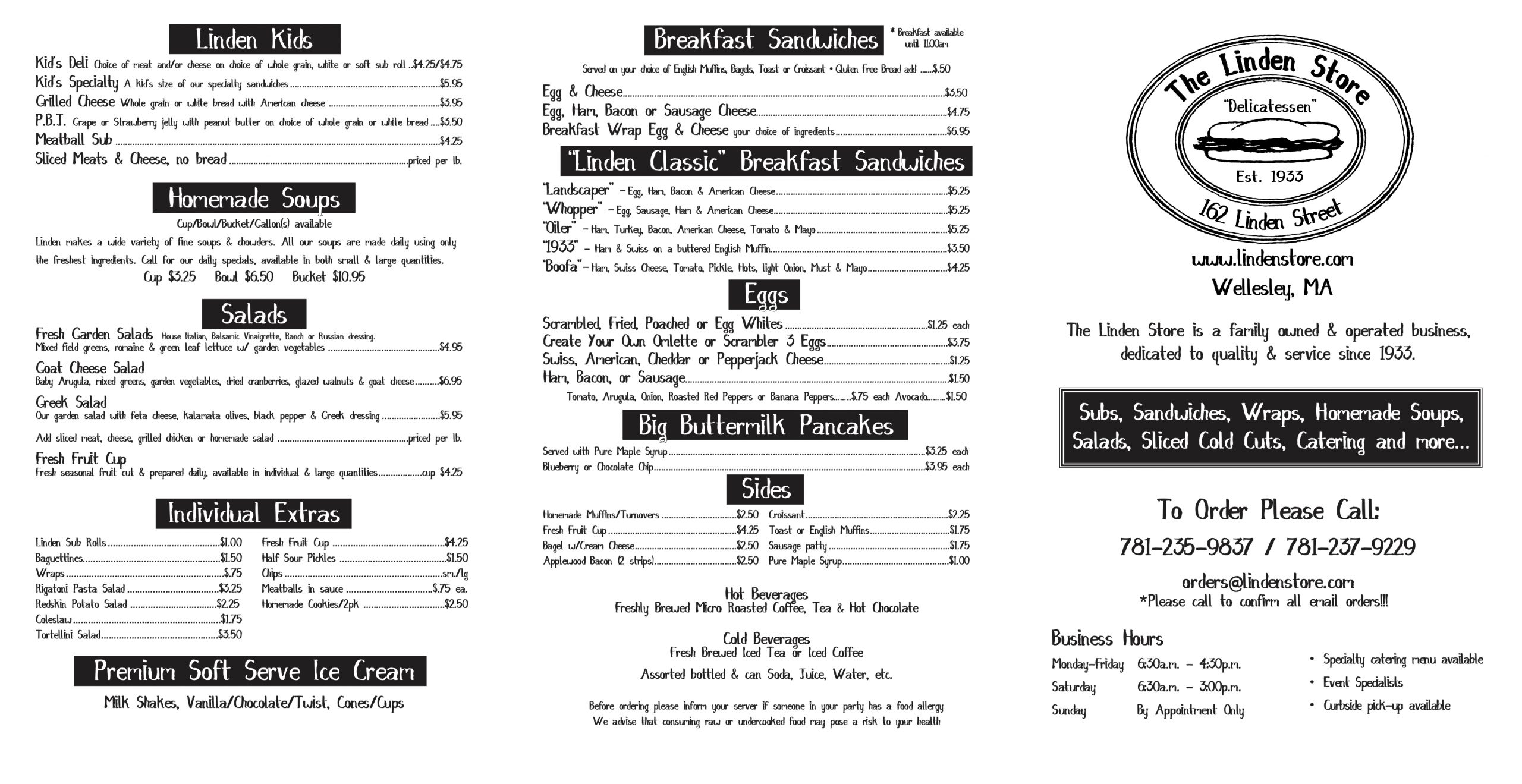 linden store deli menu