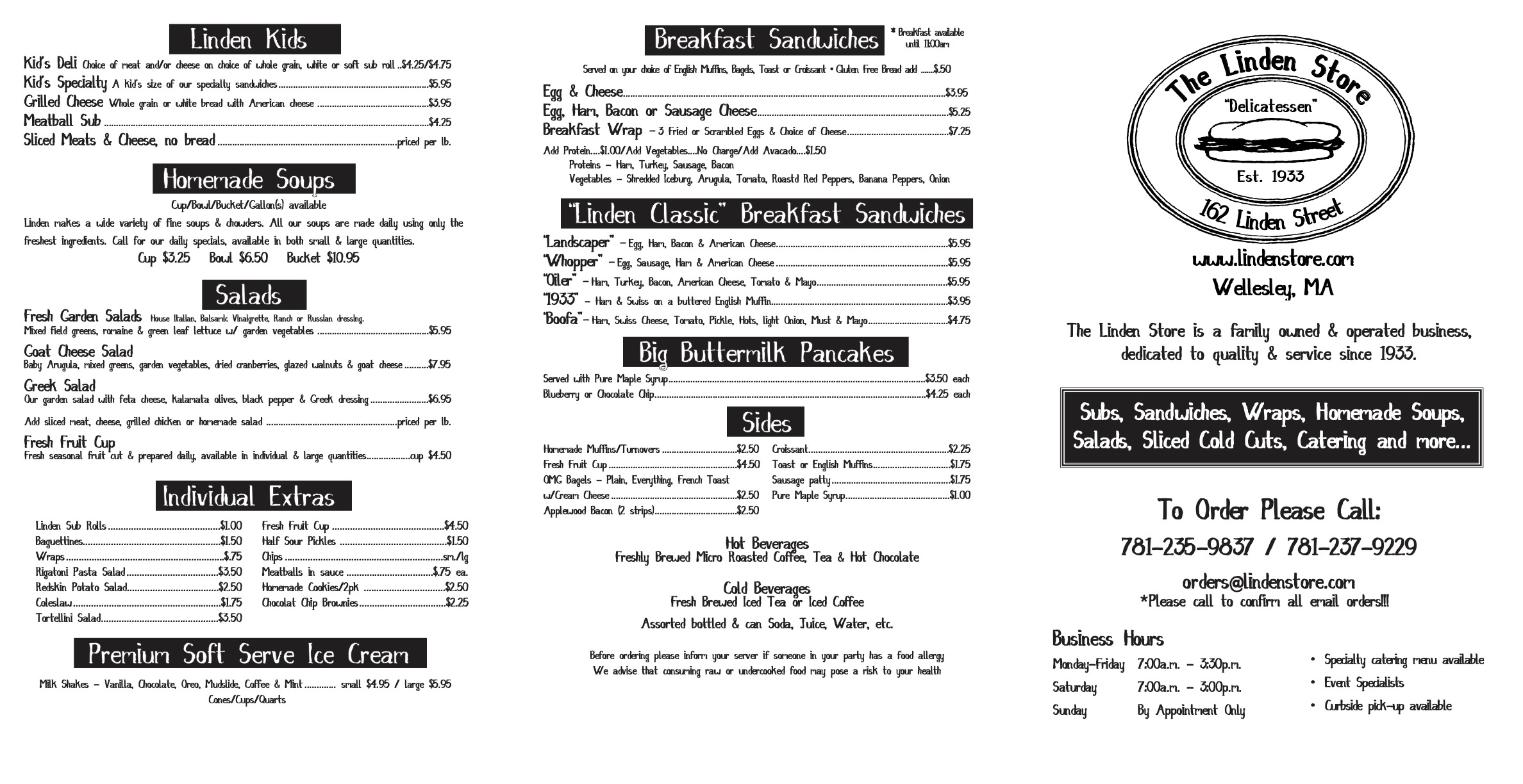 linden store deli menu